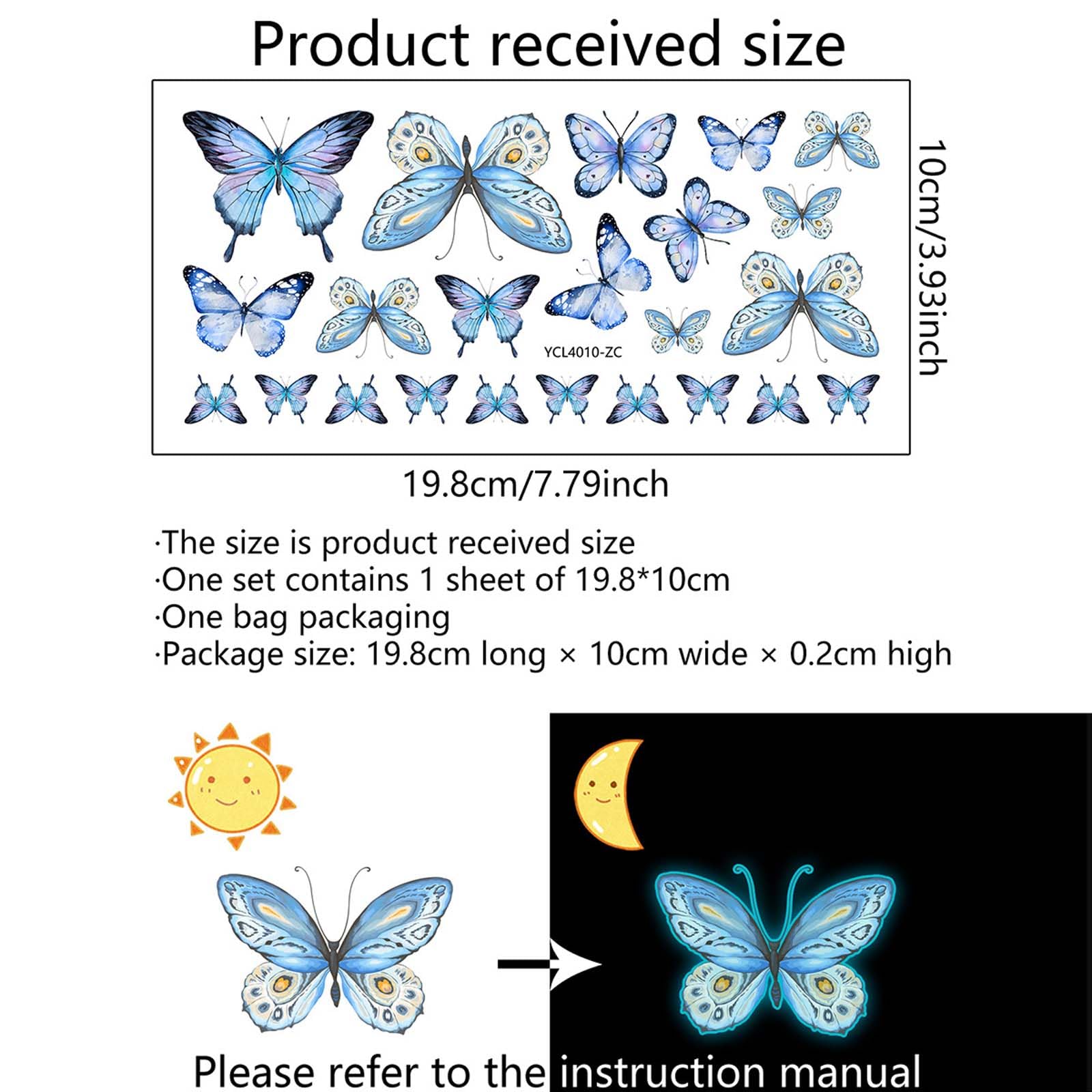 Adesivi Murali Luminose Fluorescenti al Buio, Stickers Murali Farfalla Decorazioni Parete Effetto Notte per Camera da Letto Soggiorno Cameretta Bambini Farfalle Decorative Blu