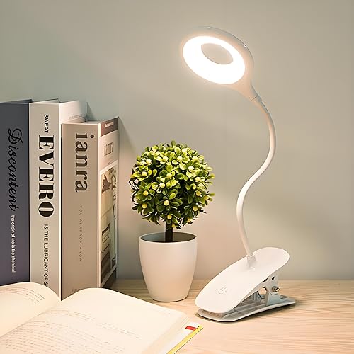 Lámpara de escritorio con clip, luz de lectura portátil, recargable, mini lámpara de clip, luces esenciales de clip para dormitorio, montaje en