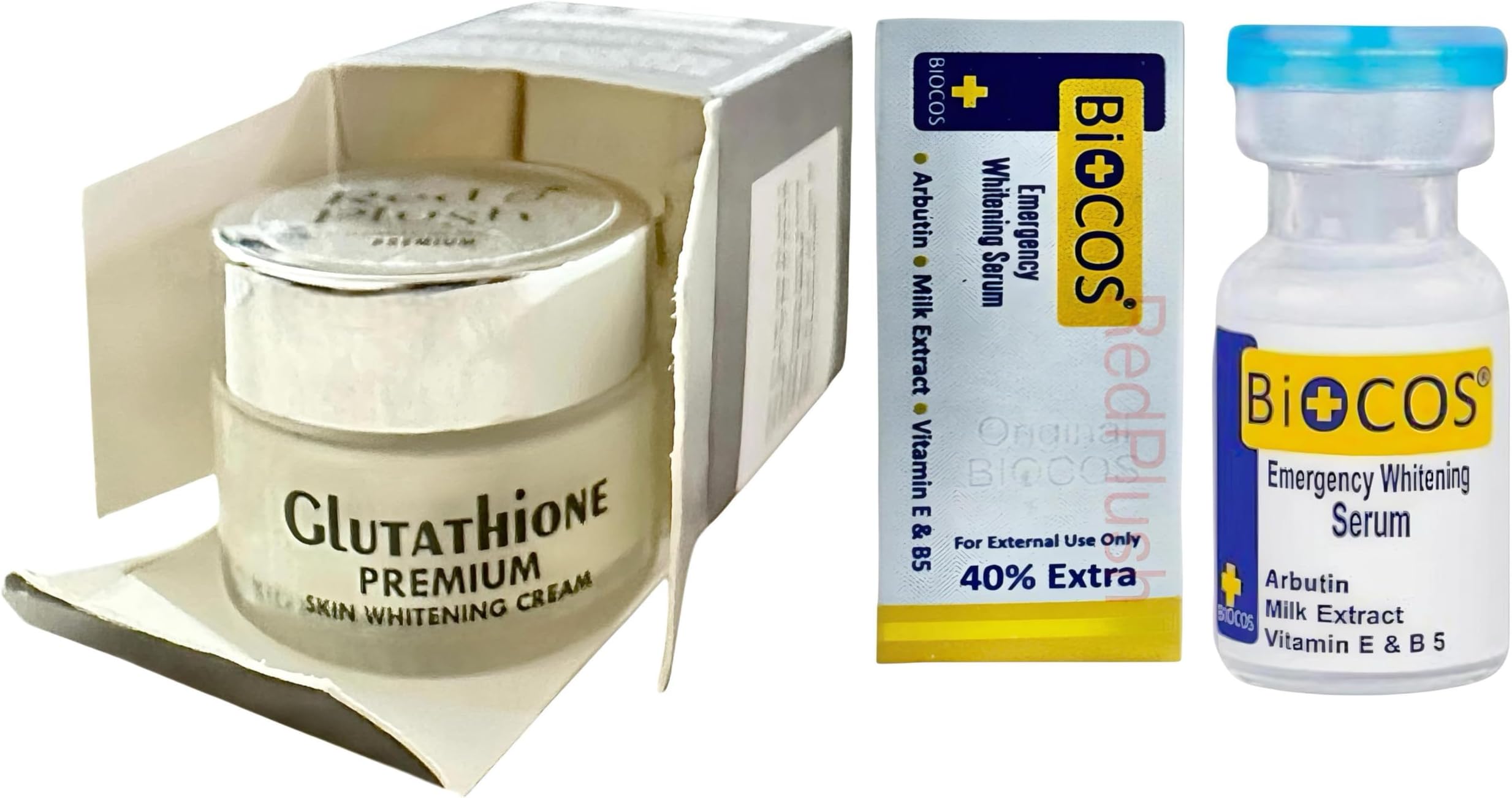 Fast Skin Whitening Glutathione Cream & Biocos Emergency Whitening Serum | Fast Result In 7 DAYS | Clear pimples marks | Dark circles | Pigmentation | Fine lines | Improve facial Texture
