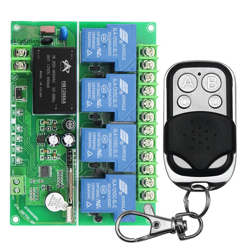 Interrupteur à télécommande 4 voies 30A 220V-380V avec boîtier métal robuste - 8