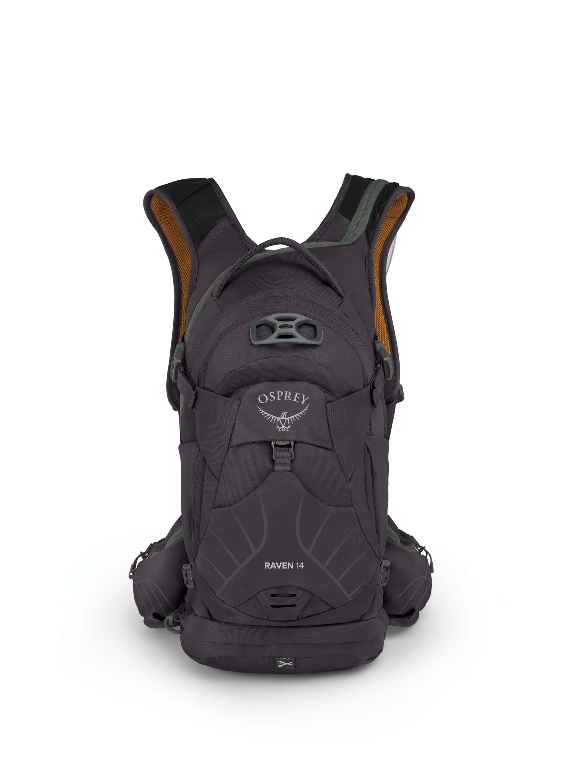 Osprey Raven 14L Zaino da Bici da Donna con Serbatoio Idraulico, Space Travel/Toffee Orange, Extended Fit