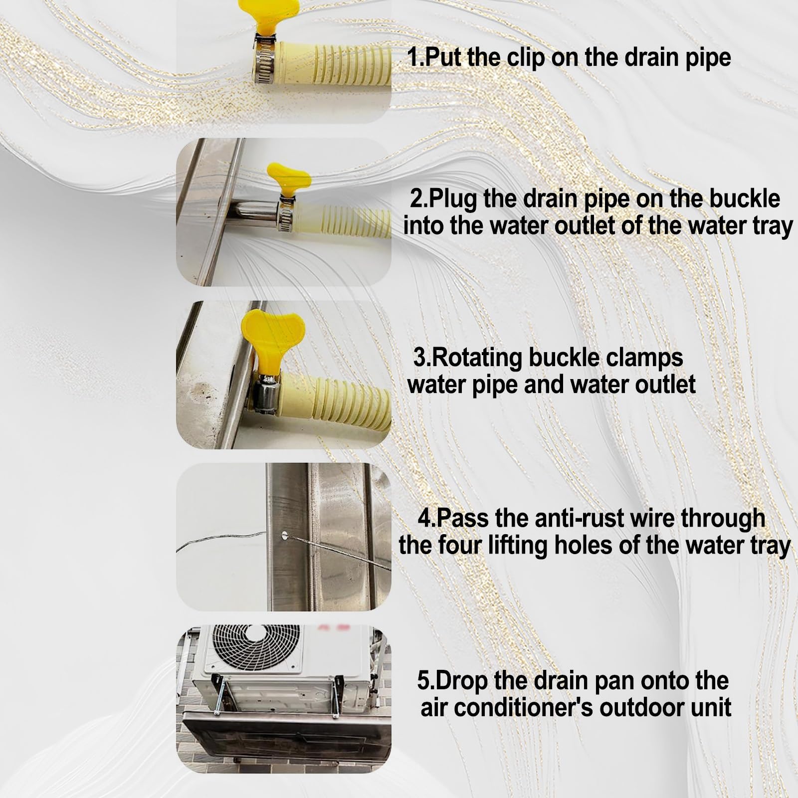 Condensate Drain Tray mit Halterungen Wasserauffangwanne 300 cm Abflussrohr für Fensterklimaanlagen Split-Klimaanlagen 93x44x3cm
