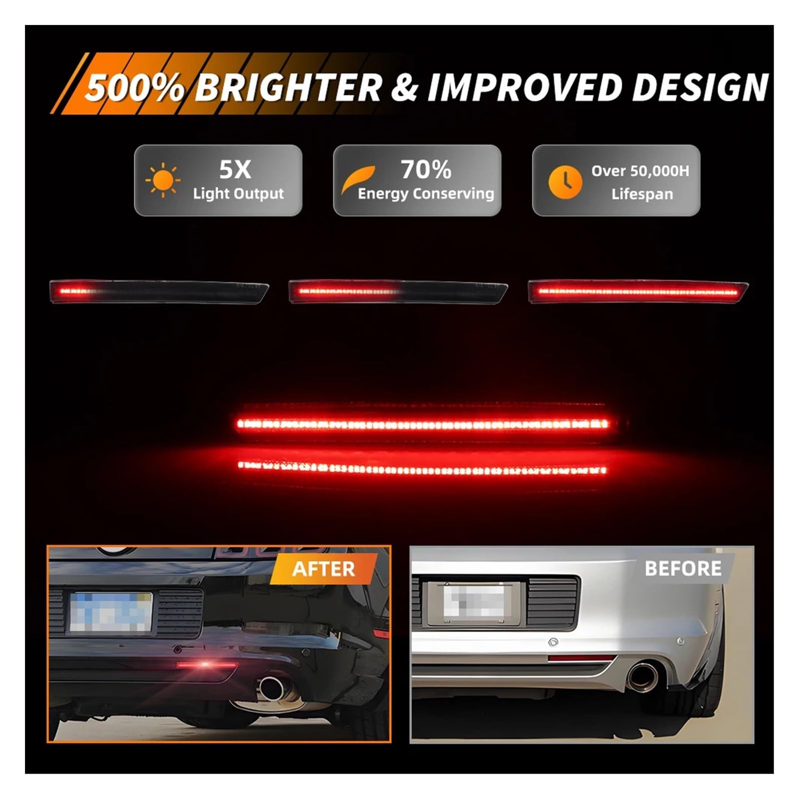 Conjunto piloto trasero coche 2 Uds Luz De Freno Para Parachoques Trasero Luces Reflectoras Traseras Señal Giro Con LED Rojo Para 2013-2014 Accesorios Repuesto Para
