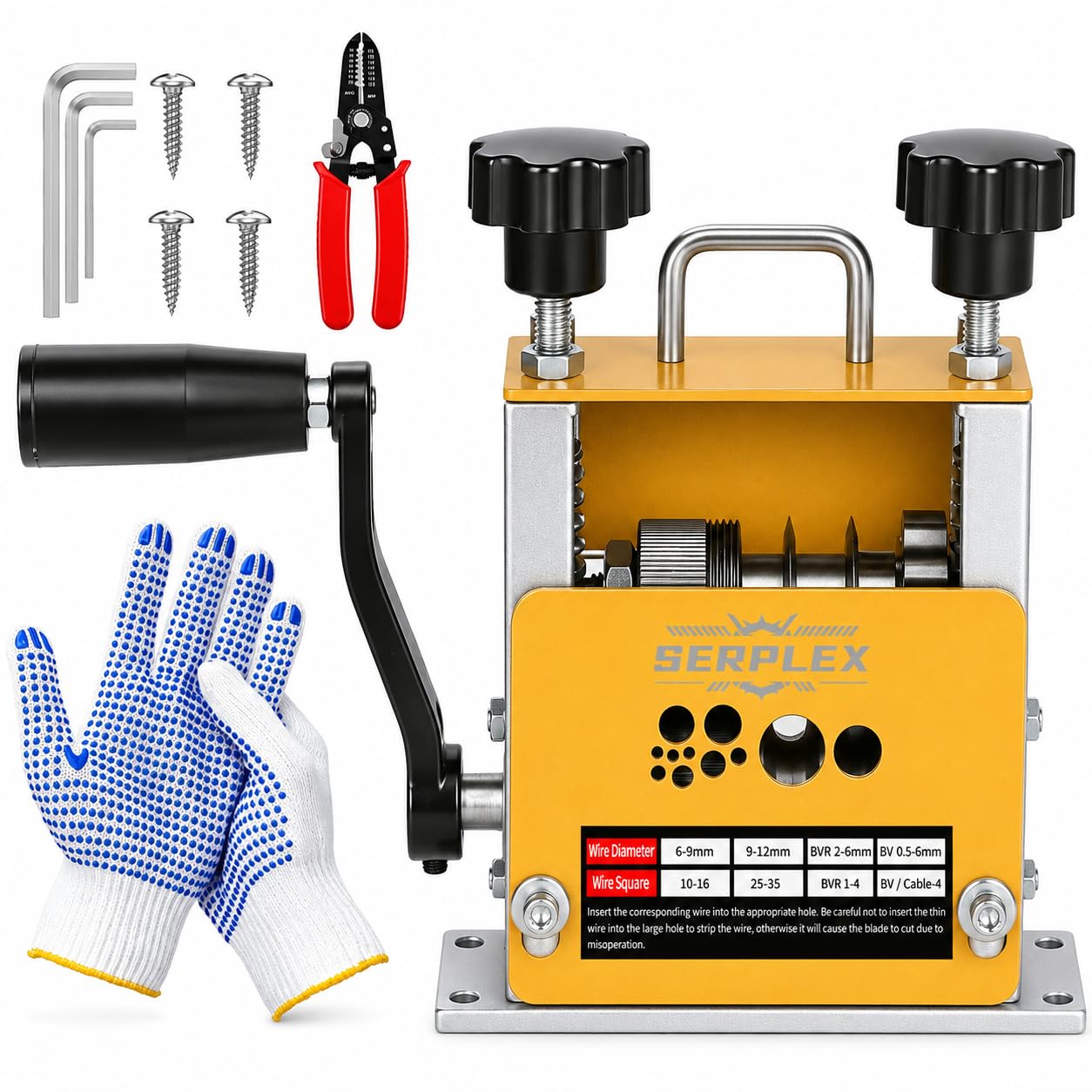 Serplex® 11-IN-1 Manual Wire Stripping Machine for 1.5-25mm Cables, 11-hole Hand Crank Copper & Aluminum Wire Stripper Aluminum Alloy Cable Recycling Tool Kit for Scrap Processing, Electrical Work-image-36