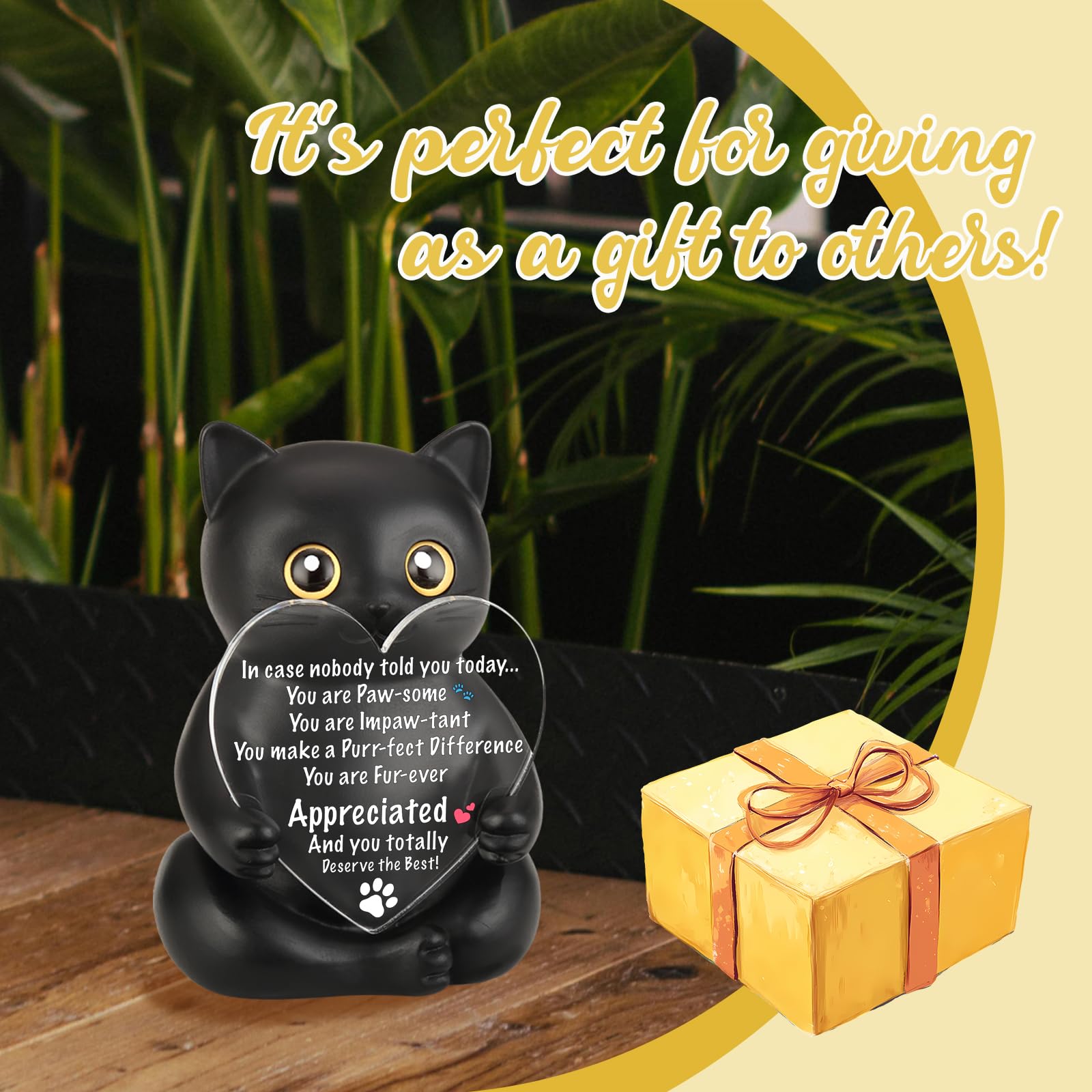 FOUGSTA Appreciation Gift for Cat Lovers, Encouraging Gift for Cat Lovers, Uplifting Present for Women, Motivational Decor for Office, Affirmation Kitty Figurine, XXS22