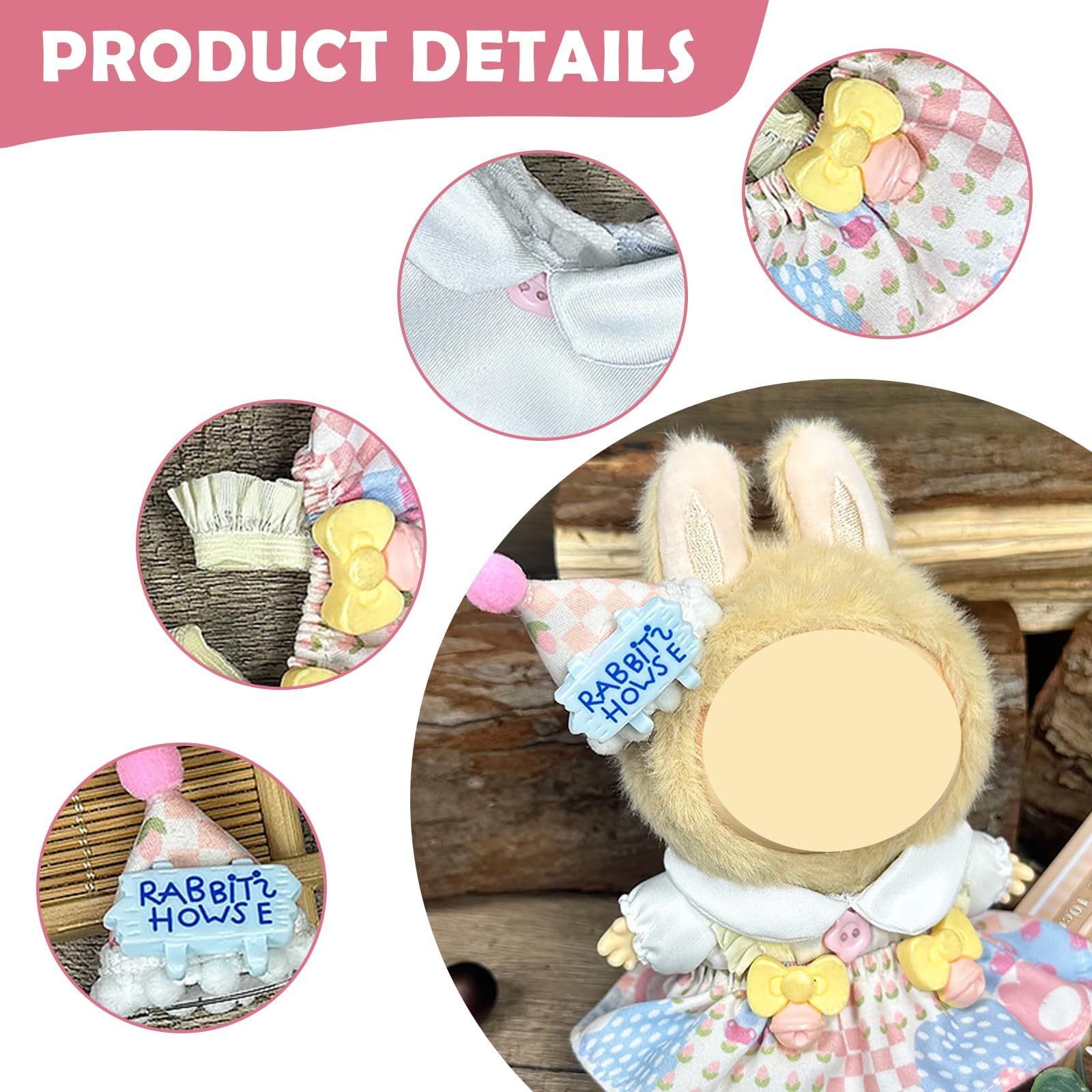Plush Toy, Black Style Outfit Set for Doll, Toy Girl Clothes for Doll with Headband and Bow Tie,Perfect for Display or Play (3pcs（Blue+White）) - Image 2 thumbnail