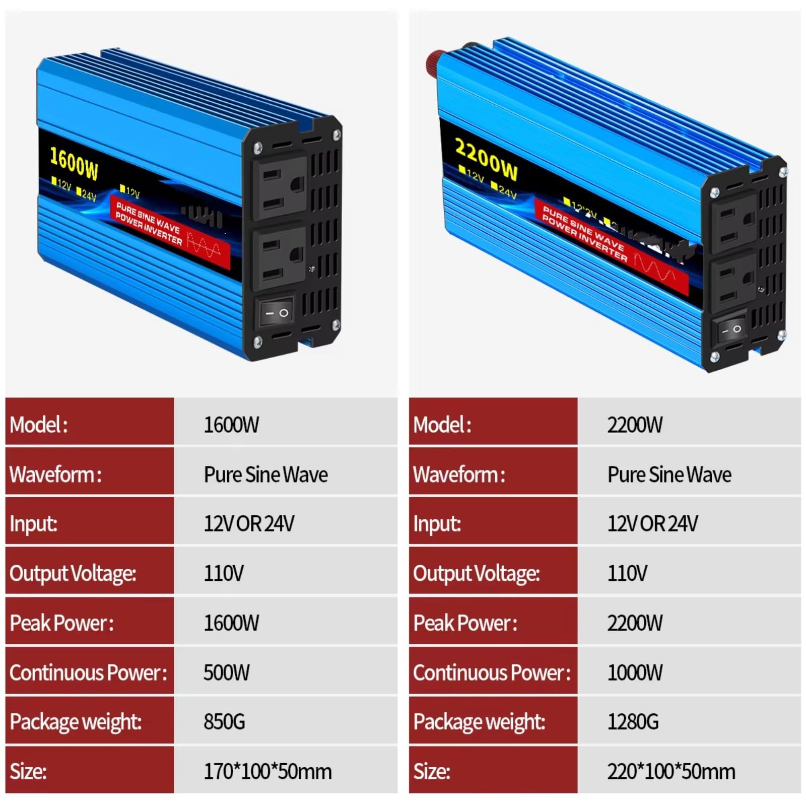 Inverter Onda Pura Inverter Inverter Di Potenza A Onda Sinusoidale Pura Da 12V/24V A 110V CA 16000W 4000W 60Hz Accessori Auto Solare Con LED E Presa USA