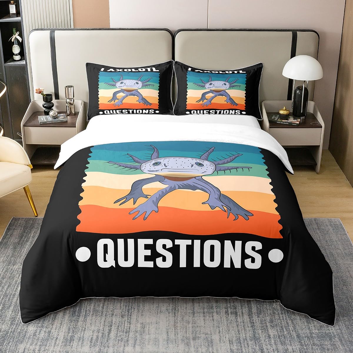 Axolotl Bettwäsche Set Kinder - 3D Mikrofaser Bettbezug Rosa Lila