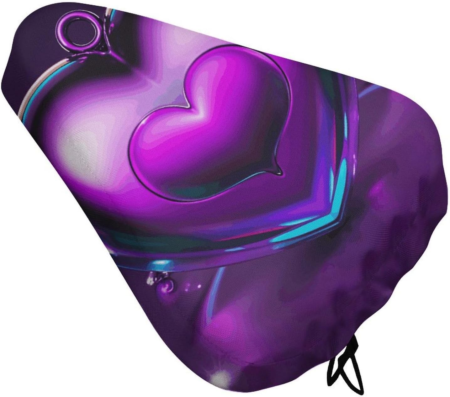 Waterproof Purple Heart Bike Seat Cushion Cover, Padded Bicycle Seat Cover with Drawstring for Men Women, Wide Bike Saddles Protector for Mountain Exercise Road City Outdoor Biking