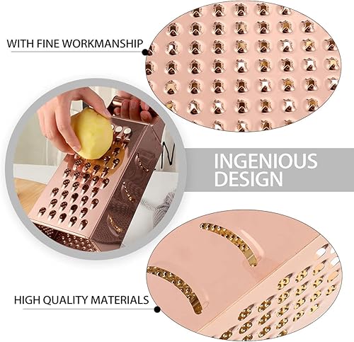 Miniatura 6 de Kichvoe Rallador de cajas de acero inoxidable con 4 lados de rallador de limón y ajo, rallador de alimentos para queso parmesano, chocolate,