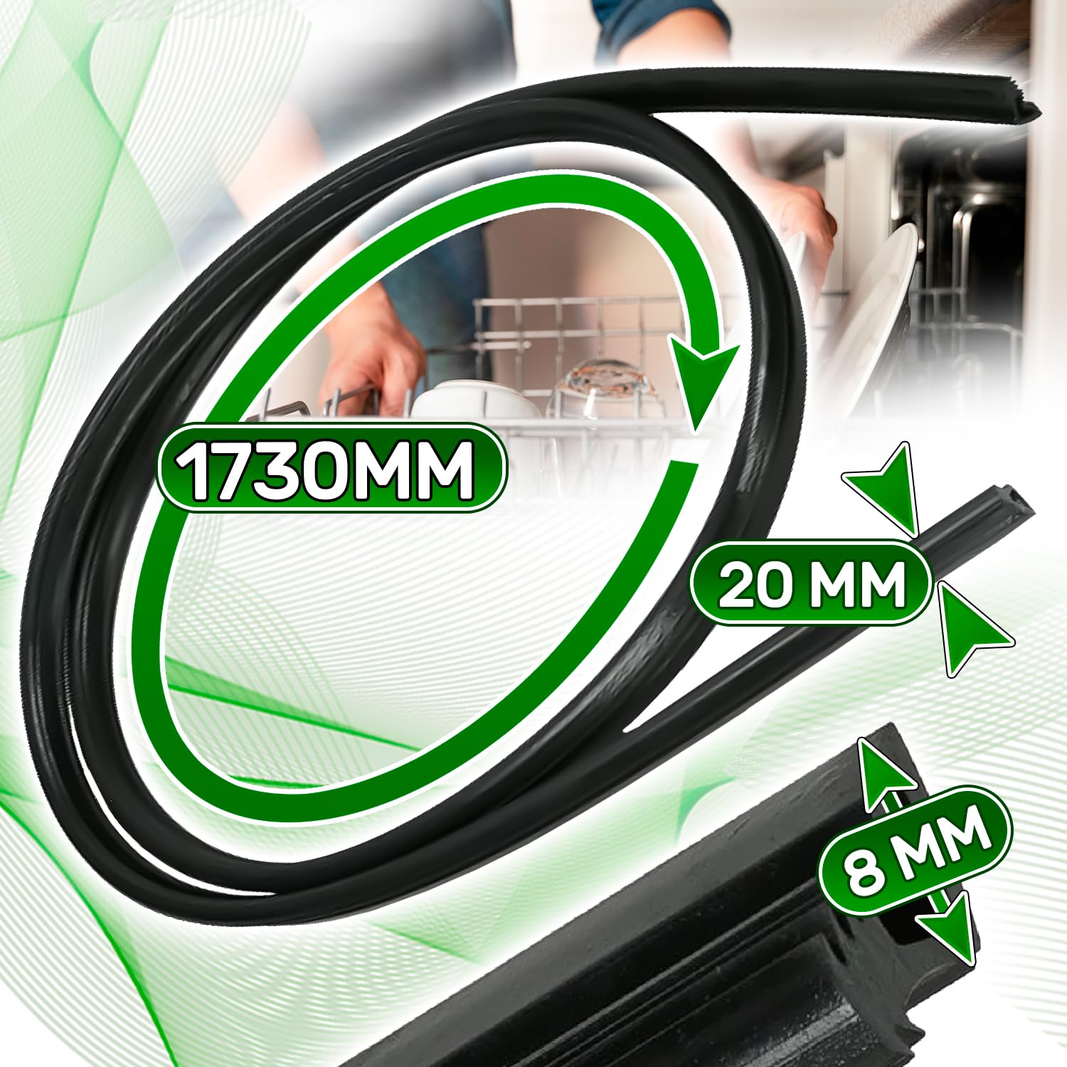 Guarnizione Lavastoviglie 1730 Mm Per Electrolux Zanussi – ONIX TECH Made In Italy, Garanzia 10 Anni