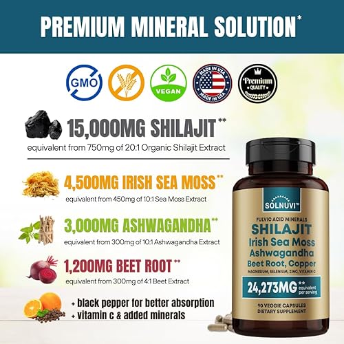 Miniatura 5 de Paquete antioxidante definitivo  Shilajit Pure Himalayan Organic & Morosil  Minerales de ácido fúlvico, musgo marino irlandés, Ashwagandha, cobre,