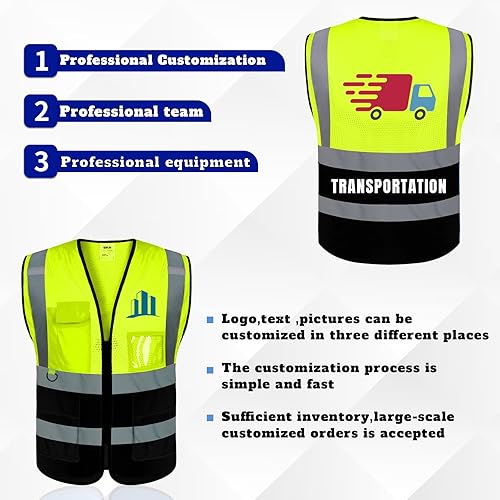 Miniatura 2 de BeautyWill Chaleco de malla de seguridad personalizado, chaleco reflectante con logotipo clase 2 Hi Vis, chaleco de constucción unisex con 5