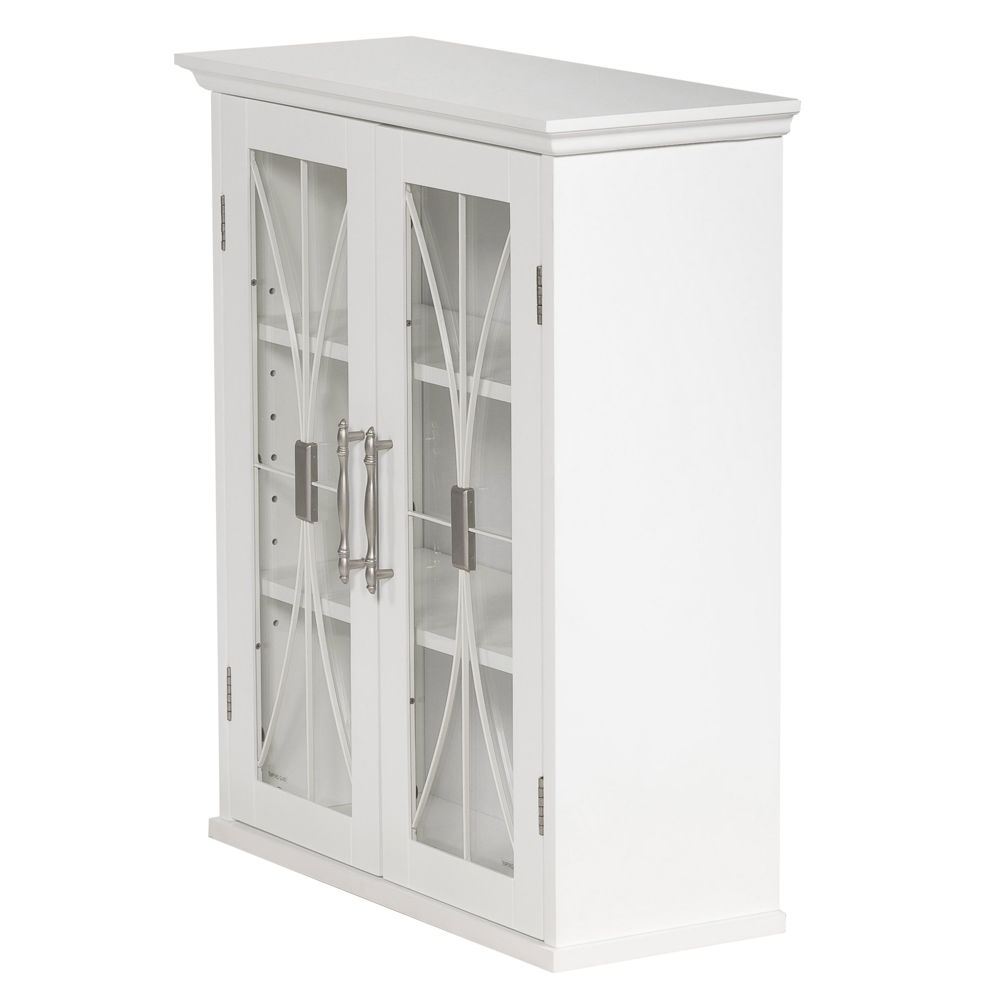 Teamson Home Armoire de Toilette Murale Salle de Bain 2 Portes en Bois Blanc Delaney 7930