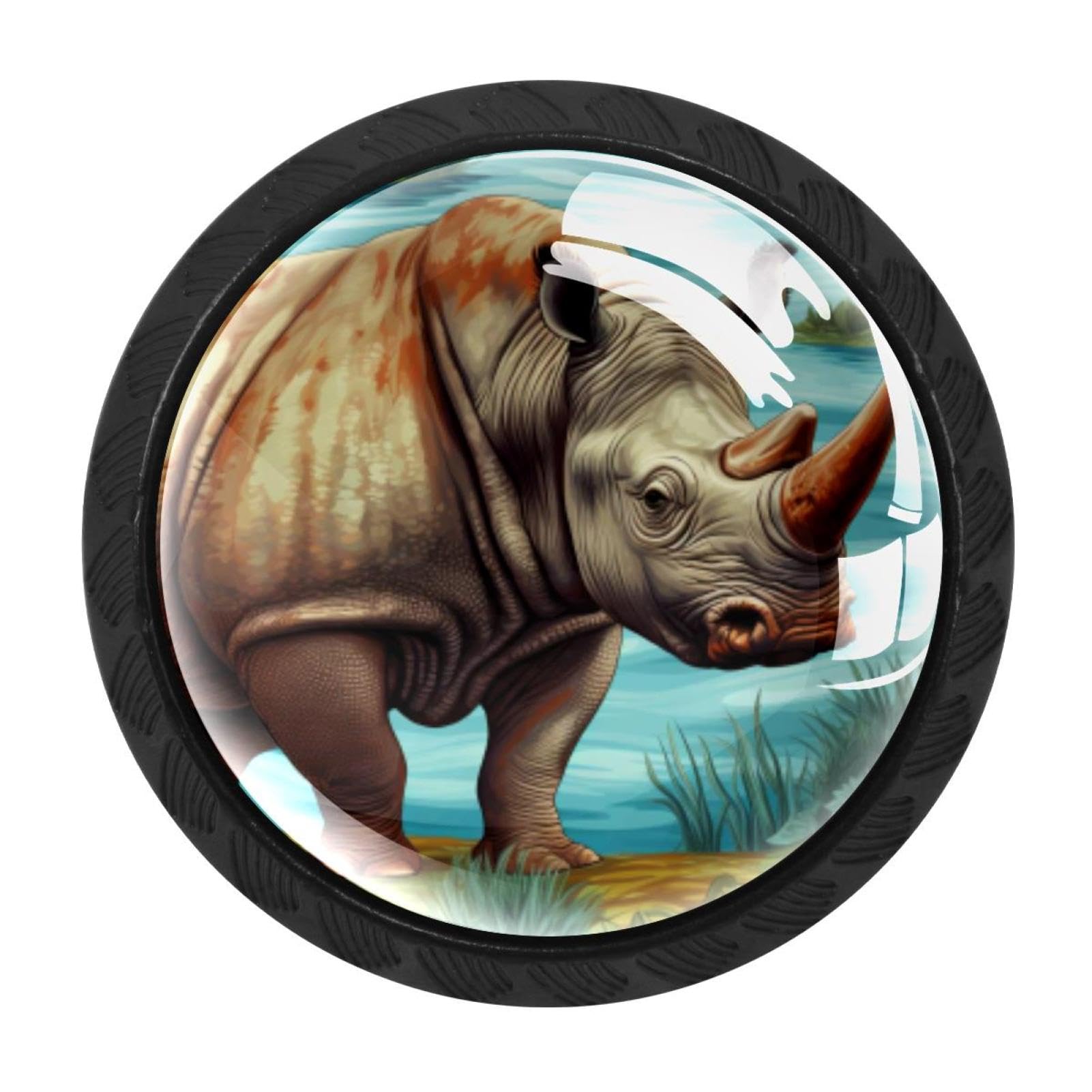 CHENZZZZ 4 Pack Rhinoceros Kitchen Cabinet Knobs Drawer Knobs Dresser Knobs Matte Black Zinc Knobs Drawer Pulls Door Knobs Dresser Drawer Handles Knobs for Dresser Drawers