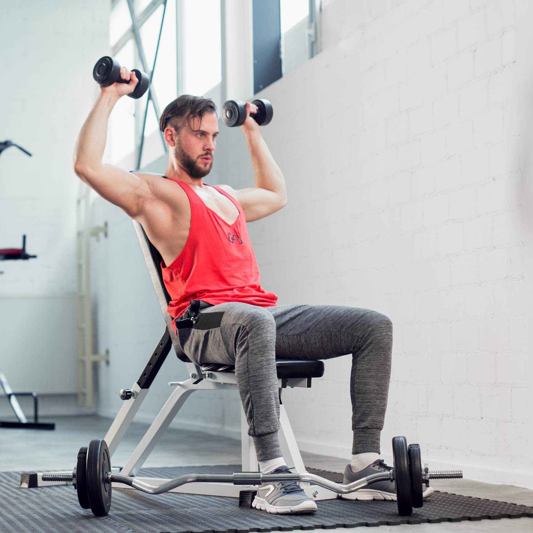 tectake® Panca Palestra Regolabile Multifunzione 120x47x114cm, Panca Inclinata per Pesi Palestra, Attrezzi Home Gym per Addominali, Glutei e altro, Allenamento a Casa, Workout, Fitness - Nero/Bianco