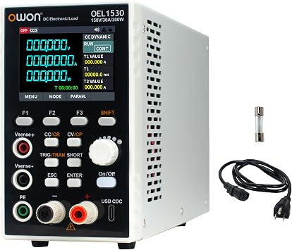 OWON Programmable DC Electronic Load OEL1530, DC 150V 30A Maximum 300W, USB/RS232, CV CC CR CP 4 Operation Modes, 5kHz Dynamic, Lab Bench Power Tester with 2.8 TFT Color LCD Display