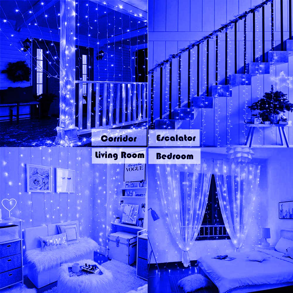 Curtain Lights Mains Powered, Window Fairy String Light Plug in 300 LED