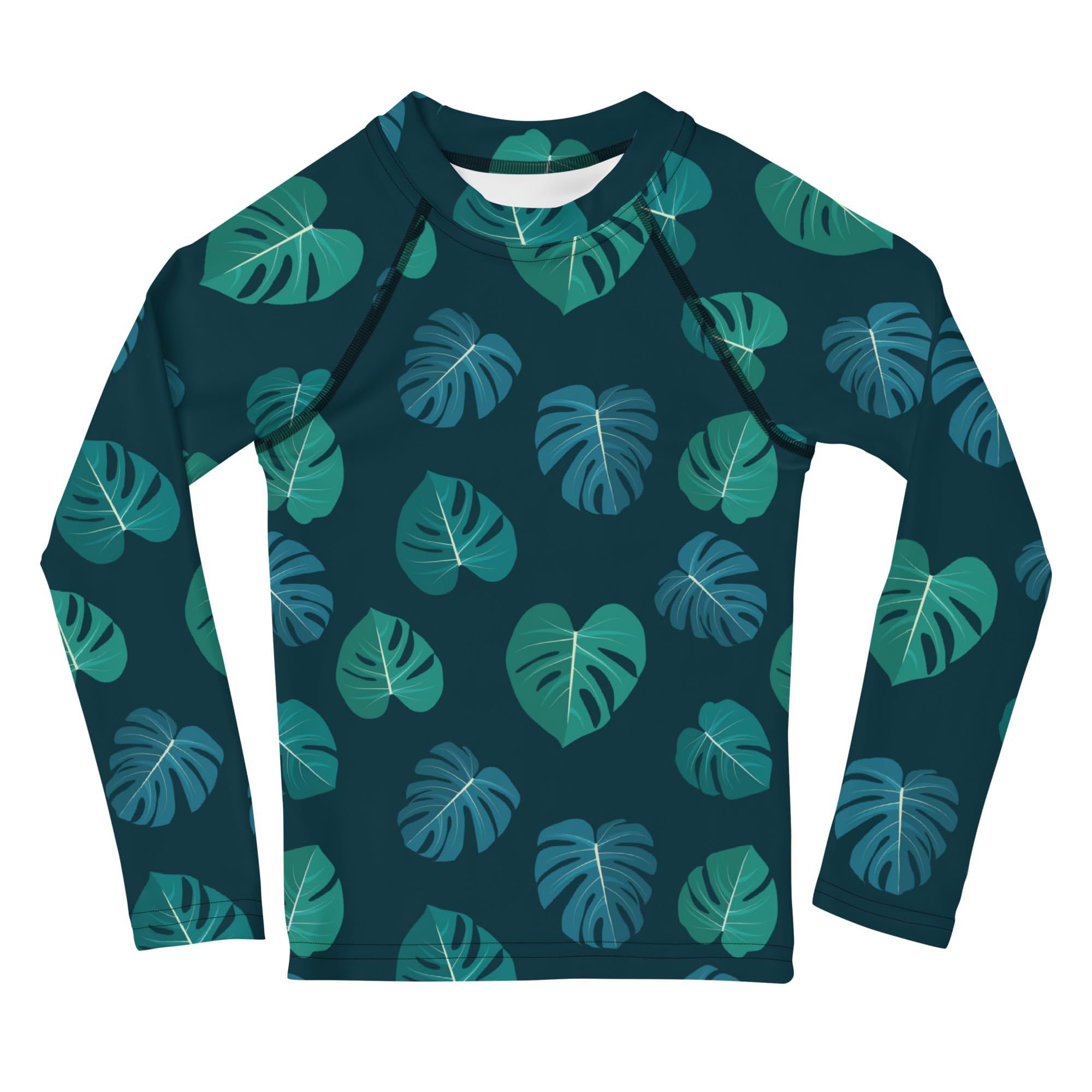 Rashguard Kinder Jungen, Badeshirt, Schwimmshirt, UPF 50+, Green Leaves, 92-128 cm
