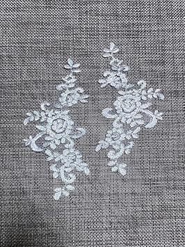#151 White,Two Pairs4pcs Embroidered Applique Patches,Lace Applique Patches, DIY Wedding Dress Sewing Craft Clothing, Jeans, Jackets, Bags, Veil Decoration