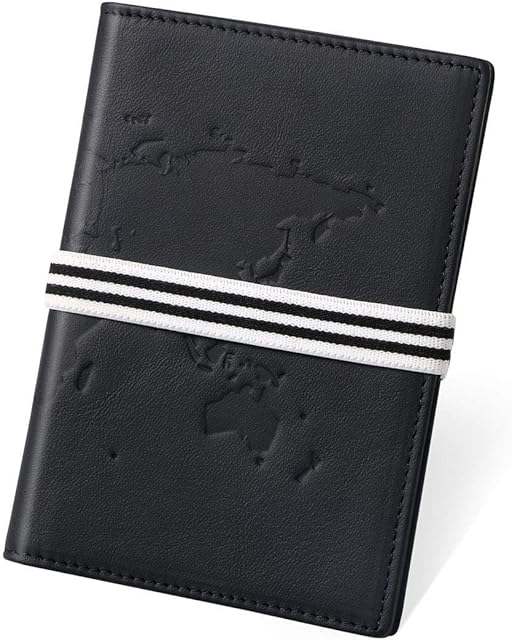 flintronic Passport Covers, Genuine Leather Passport Wallets, RFID Blocking Case Cover (Black) Passport and Card Holders for Men&Women Travel Accessory, Credit Card, Ticket, Cashes