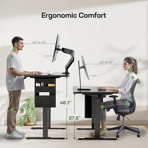Miniatura 2 de Marsail Escritorio de pie de altura ajustable, escritorio eléctrico de pie de 55 x 24 pulgadas con bolsa de almacenamiento, escritorio de pie para