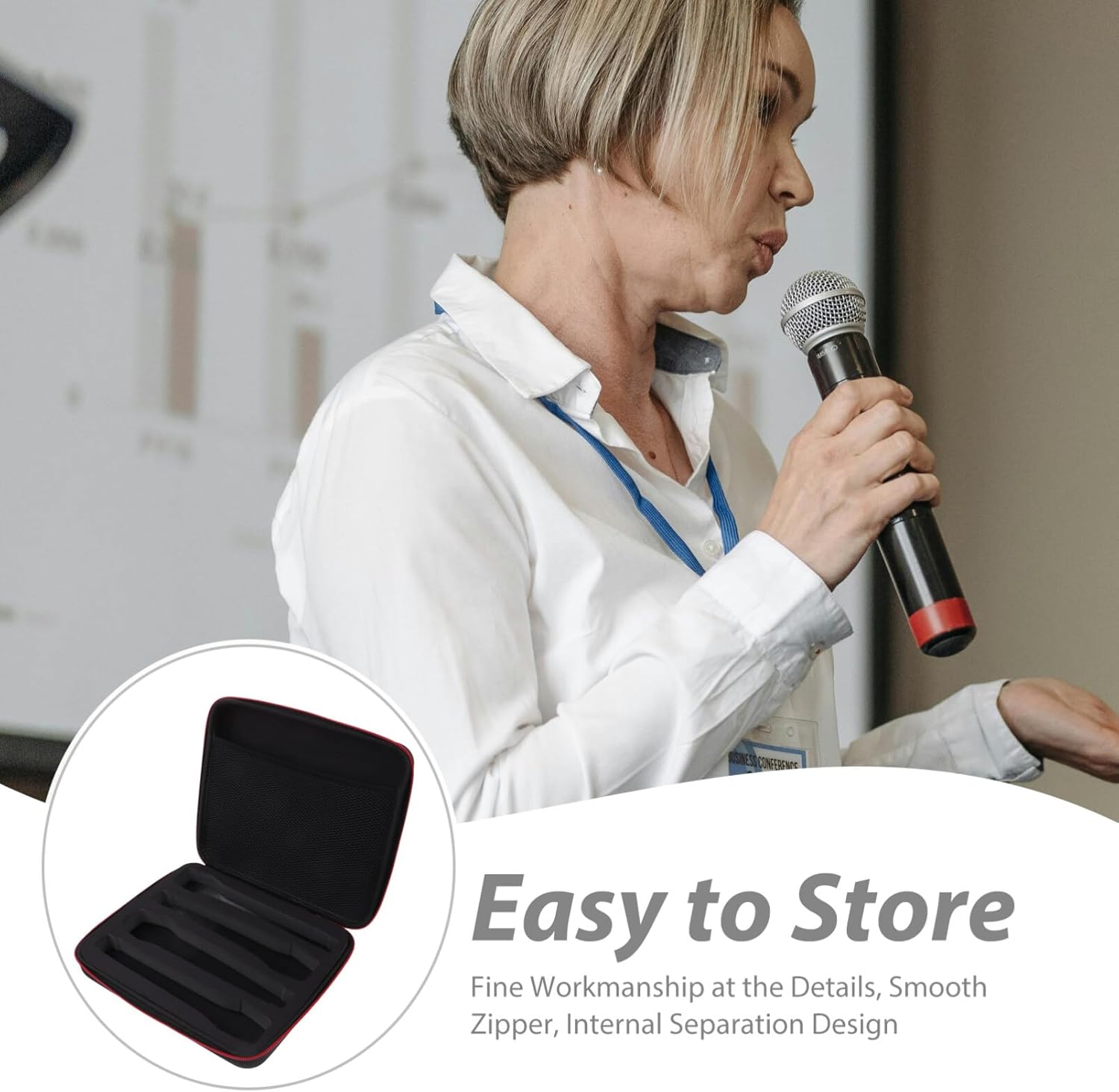 Vaguelly Handheld Microphone Storage Bag Portable Case for Cordless Microphones Convenient Carrying for Musicians and Performers for Home and Outdoor Use