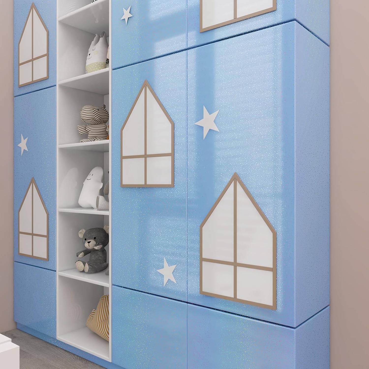 Blue Contact Paper with Holographic Glitter - 15.7”x275” Peel and Stick Wallpaper Waterproof Vinyl for Kitchen Countertops & Cabinets