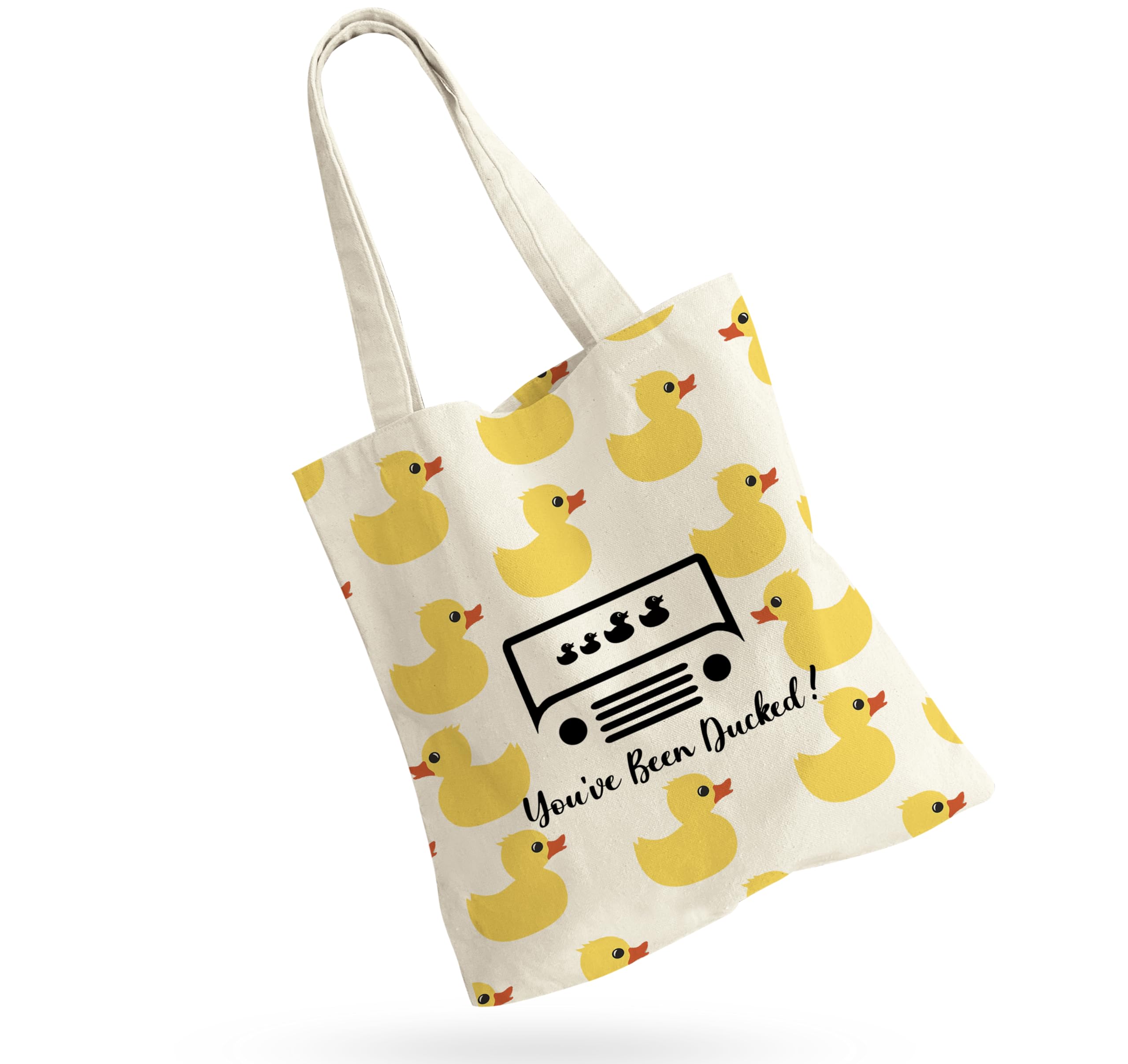 YOU'VE BEEN DUCKED Canvas Tote Bag,Purse For Duck Lovers,Yellow Duck Grocery Sack,Duck Ducking Bags,Shopping Bag for Women
