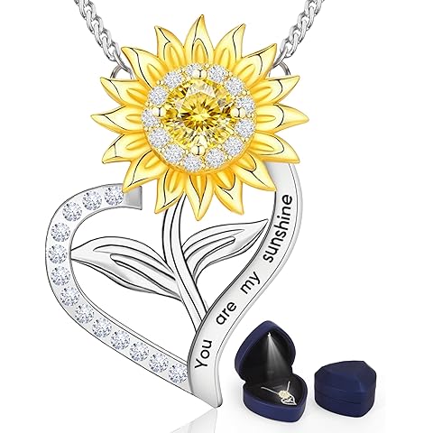 Sunflower Necklaces for Women, 18K Gold Plated Anniversary for Gifts Wife Birthday ...