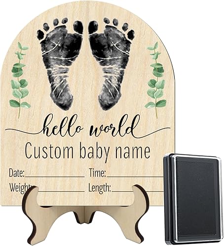Mayyi Letrero de anuncio de nacimiento para recién nacido, anuncio de bebé personalizado, letrero de madera grabado con nombre de bebé, accesorios