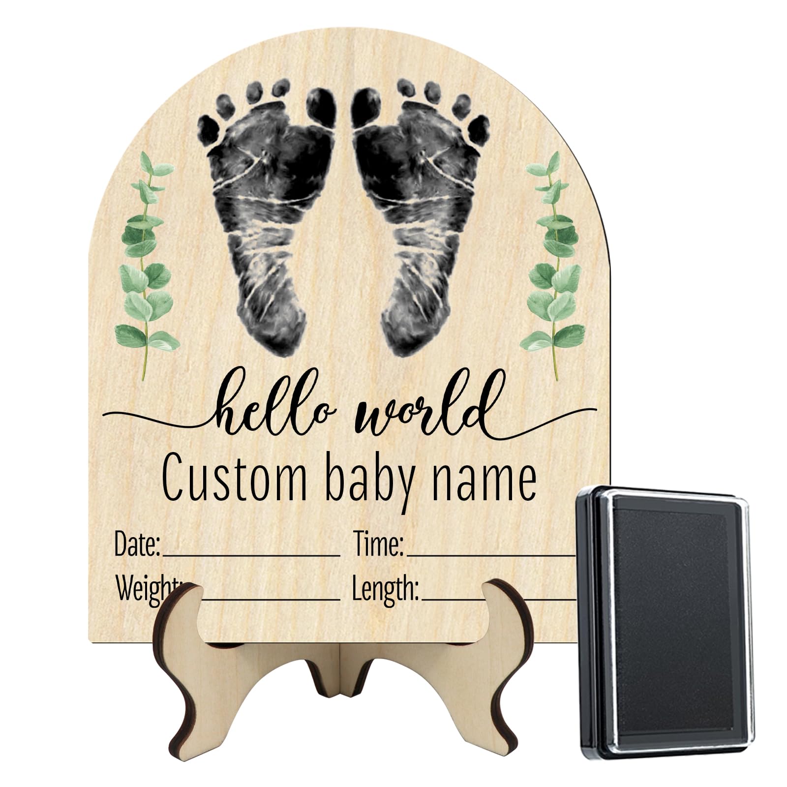 Mayyi Newborn Birth Announcement Sign,Personalized Baby Announcement, Custom Engraved Wooden Baby Name Sign, Newborn Photo Props, Hello World Newborn