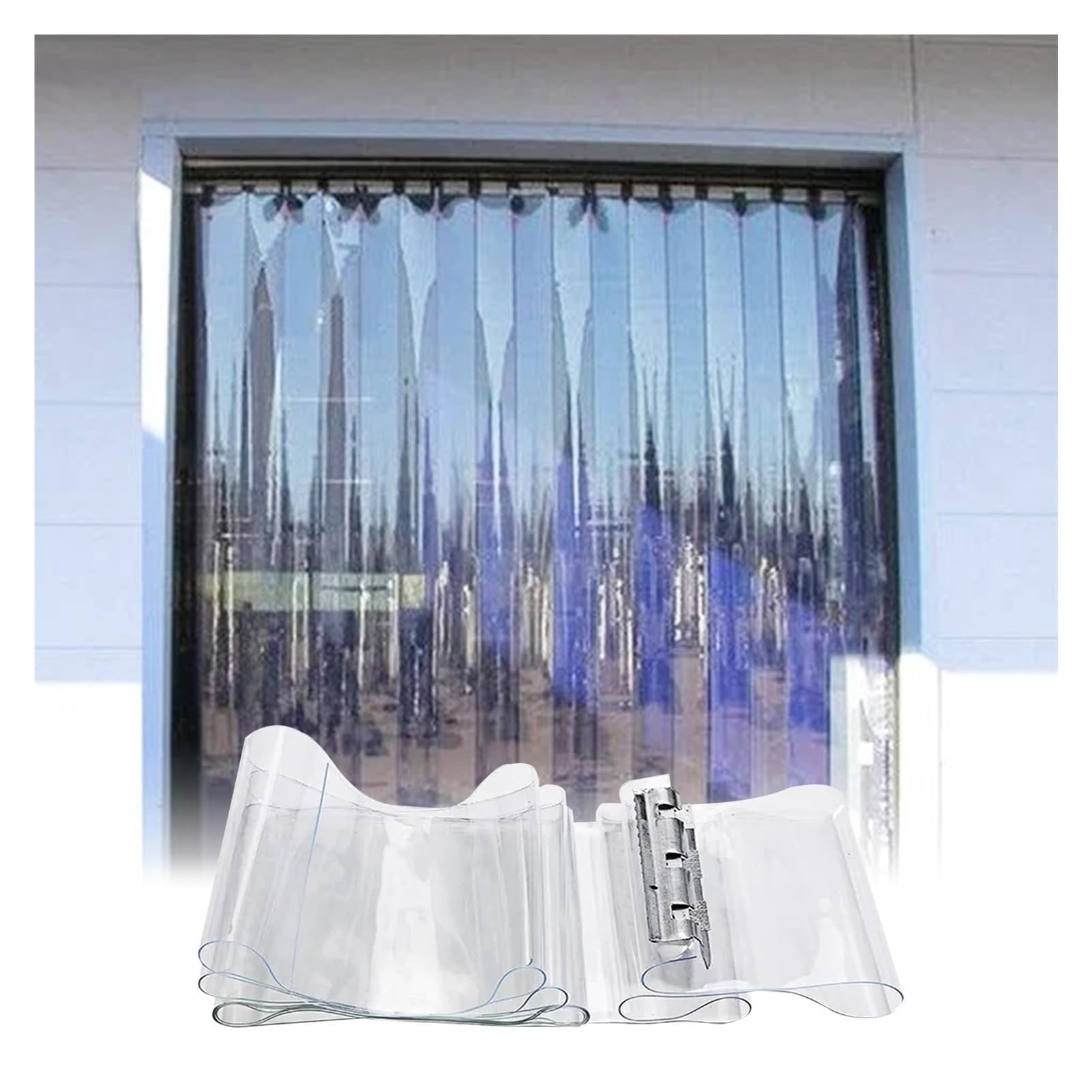 Cortina de tiras de PVC para uso industrial, cortina de puerta de vinilo cortable, persianas verticales para tienda de refrigeradores, fábrica y almacén, tamaño 1,2 m x 2,6 m