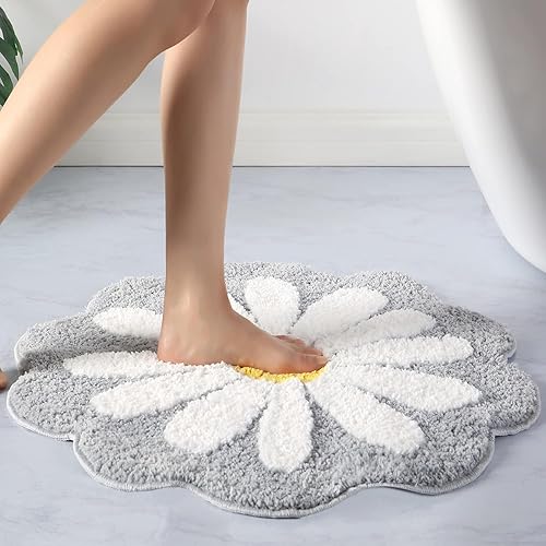 Miniatura 10 de Bonita alfombra de baño, alfombra antideslizante de absorción de agua, suave, lavable a máquina, para dormitorio, cocina, baño, inodoro, 25.6 x 25.6