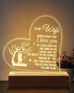 Gifts for Wife,Wife Birthday Gift Ideas 6.9 Inch Engraved Night Light Romantic Anniversary Birthday Gifts for Wife from Husband