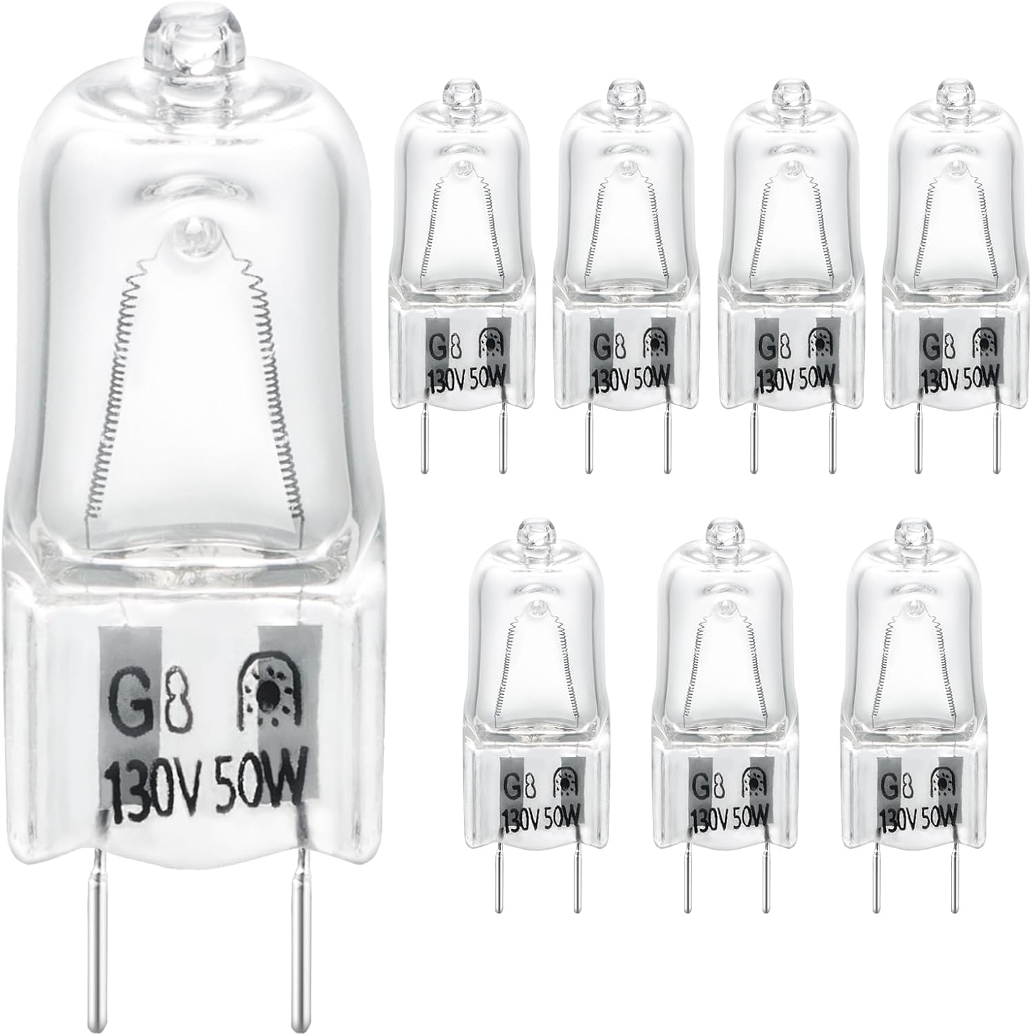 8-Pack 130V 50W Halogen Microwave Oven Light Bulbs, Compatible with GE Microwave Oven Models CVM, DVM, HVM, JNM Series - Replaces WB02X35488, WB08X10051 & WB25X21248