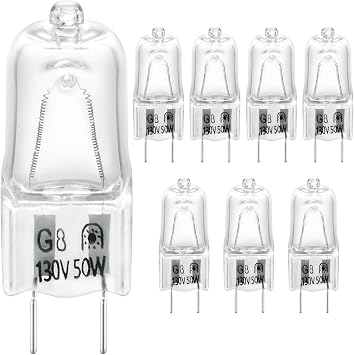 8-Pack 130V 50W Halogen Microwave Oven Light Bulbs, Compatible with GE Microwave Oven Models CVM, DVM, HVM, JNM Series - Replaces WB02X35488, WB08X10051 & WB25X21248