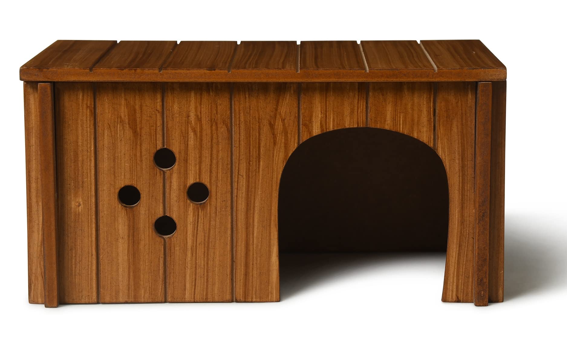 WOODENCLAVE Engineered Wood Full Detachable Hamster Hideout House for Small Pets Habitats Cages for Mice Gerbils Mouse - Teak Walnut-image-36