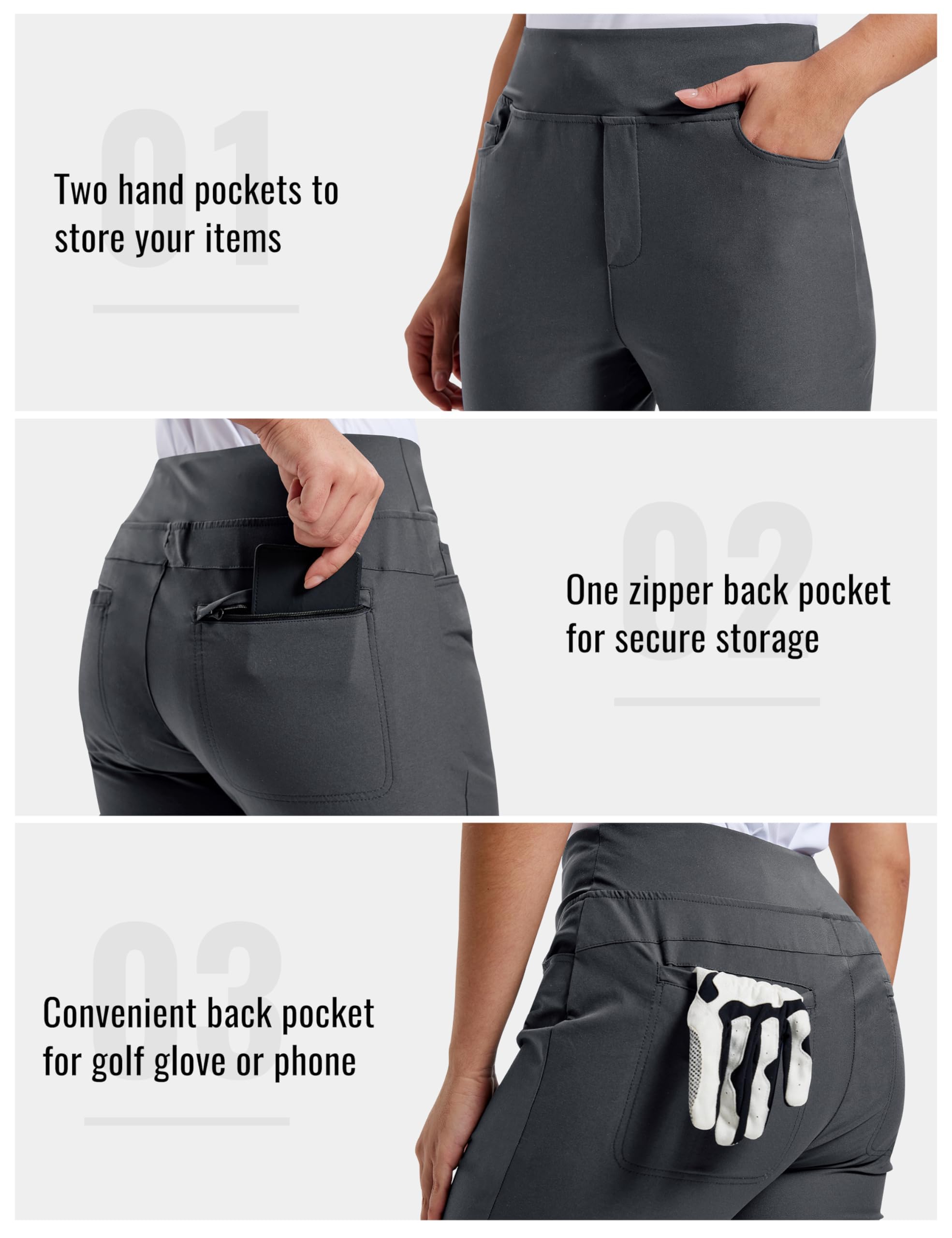 MoFiz Damen Golfhosen Lange Business Hose Elegante Stretch Golf Hose Wasserdicht Sonnenschutz Atmungsaktive Yoga Hose für Büro Arbeit Sport