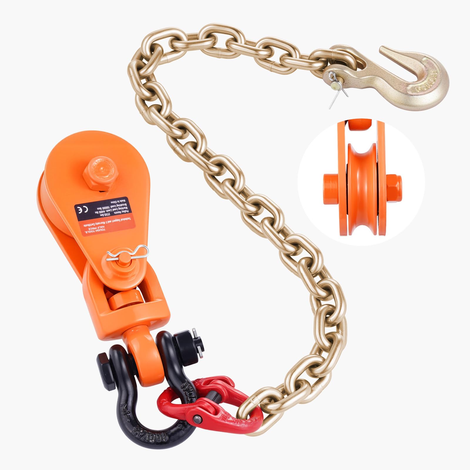 Happybuy 2-Ton Snatch Block with G80 Chain, Swivel Shackle, 3