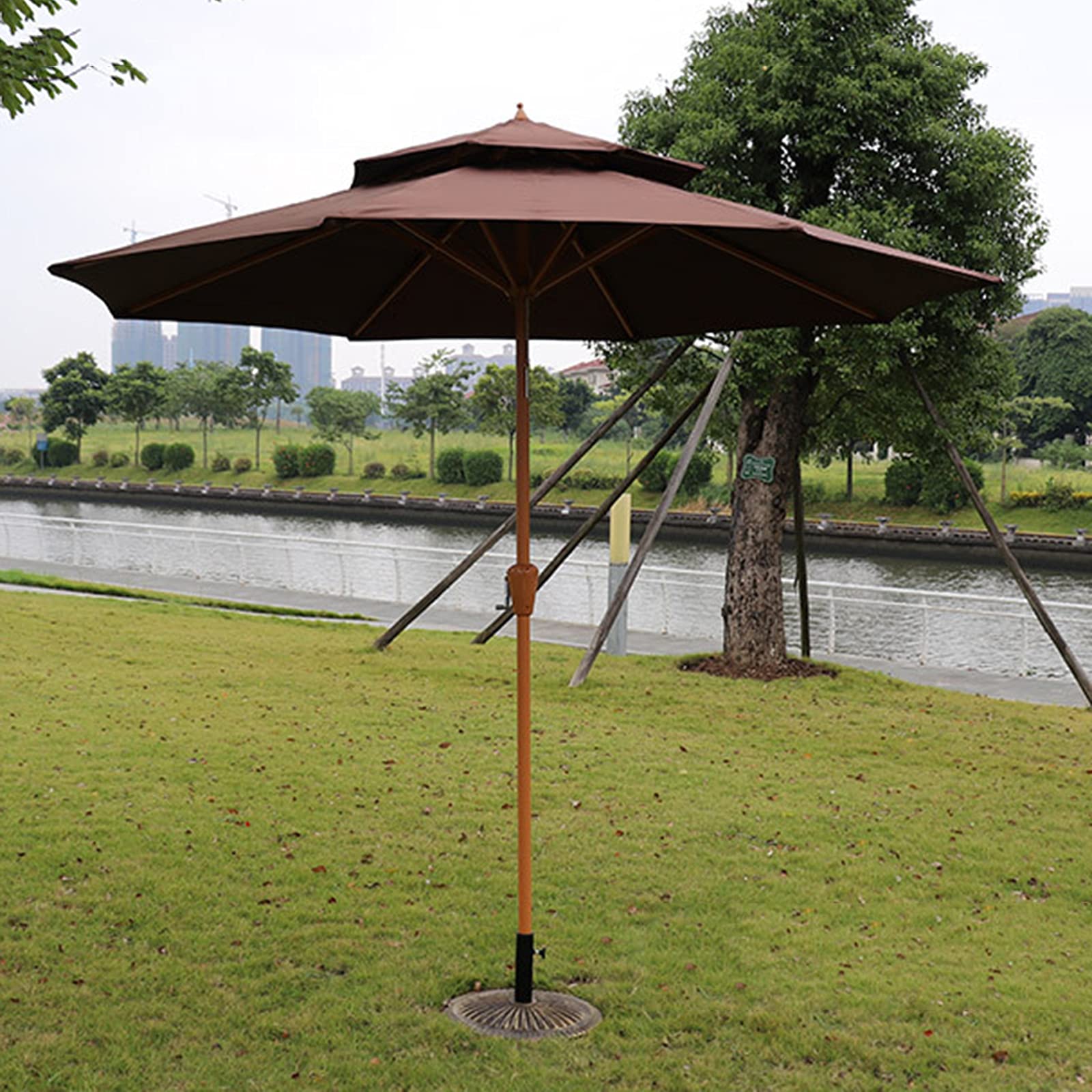 WDSOPK Outdoor Patio Umbrella,Market Umbrella,for Swimming Pool, Garden, Porch, Deck, Lawn, Backyard And Market,Coffeecolor