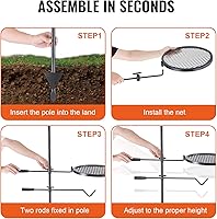 Vista 5 de VEVOR Parrilla giratoria para fogata, parrilla para hoyo de fuego con rejilla sobre hoyos de fuego, rejillas de parrilla de acero resistentes