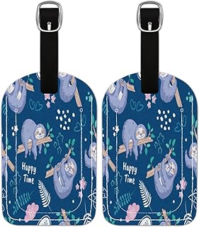 Etiqueta de bagagem PU Leahter para malas, bolsa de viagem de proteção de privacidade etiqueta etiqueta de mala de preguiça folha de palmeira, etiqueta de bagagem de viagem etiqueta de identificação para mulheres homens