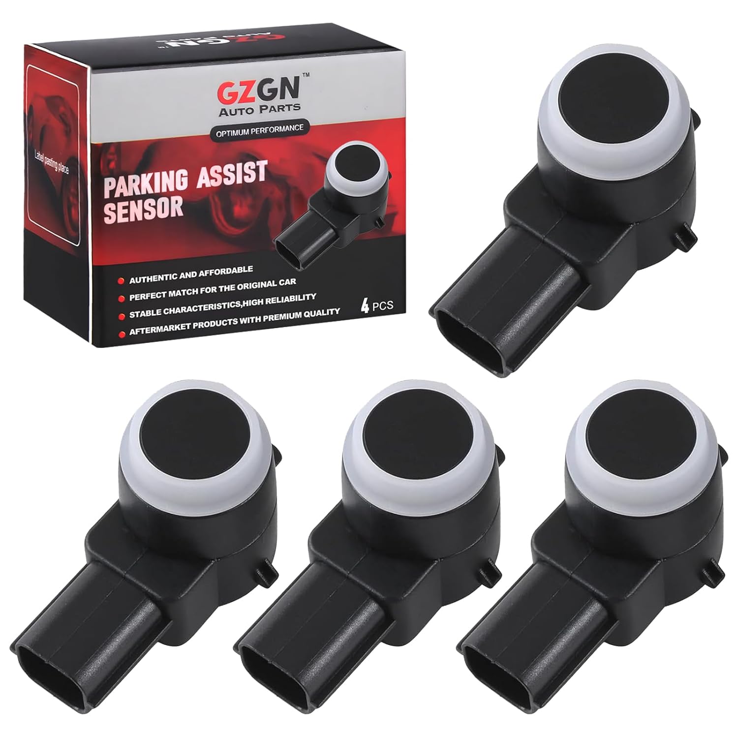 Backup Parking Assist Sensor Compatible with Chevy Avalanche Silverado Suburban,GMC Sierra Yukon,Buick Lucerne Enclave 25961317 25962147,4 PCS Reverse Rear Bumper Parking Sensors