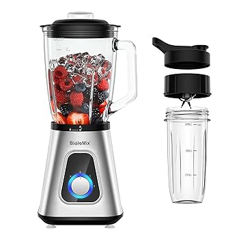 ミキサー　Biolomix 1300wスージーブレンダー、1.5lガラスジャー BioloMix 1300W Smoothie Blender with 1.5L Glass Jar