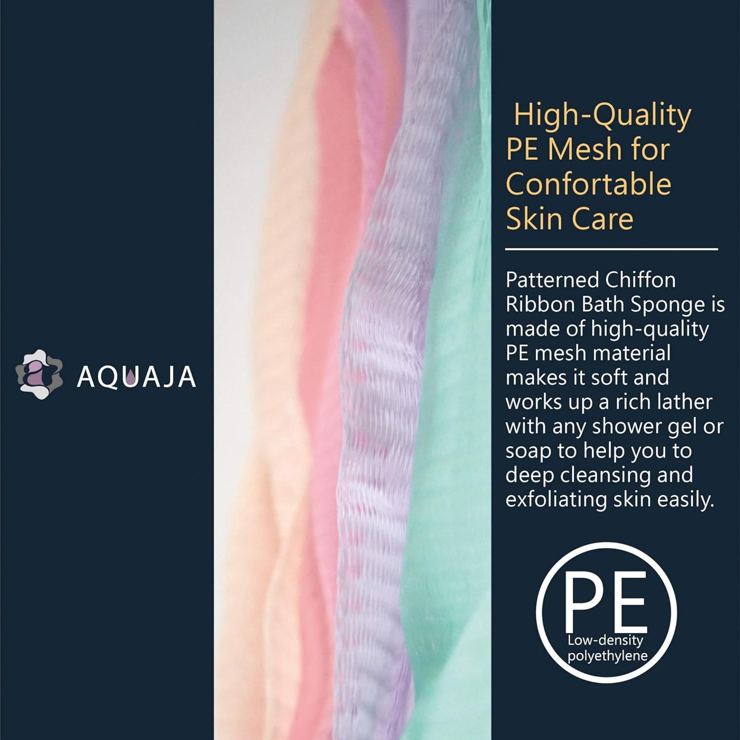 AQUAJA Shower Loofah Bath Sponge Loofah - Exfoliating Bath Shower Sponge/Pouf/Puffs/Luffa/Lufa - Exfoliate with Beauty Bathing Accessories Rich Bubbles Shower Ball Sponge for Men and Women (4 Pack): Health & Personal Care