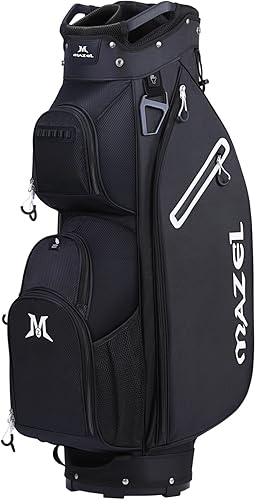 MAZEL Bolsa de carrito de golf con divisores de longitud completa de 7 vías en la parte superior y 9 bolsillos, bolsa ligera de palos de golf para