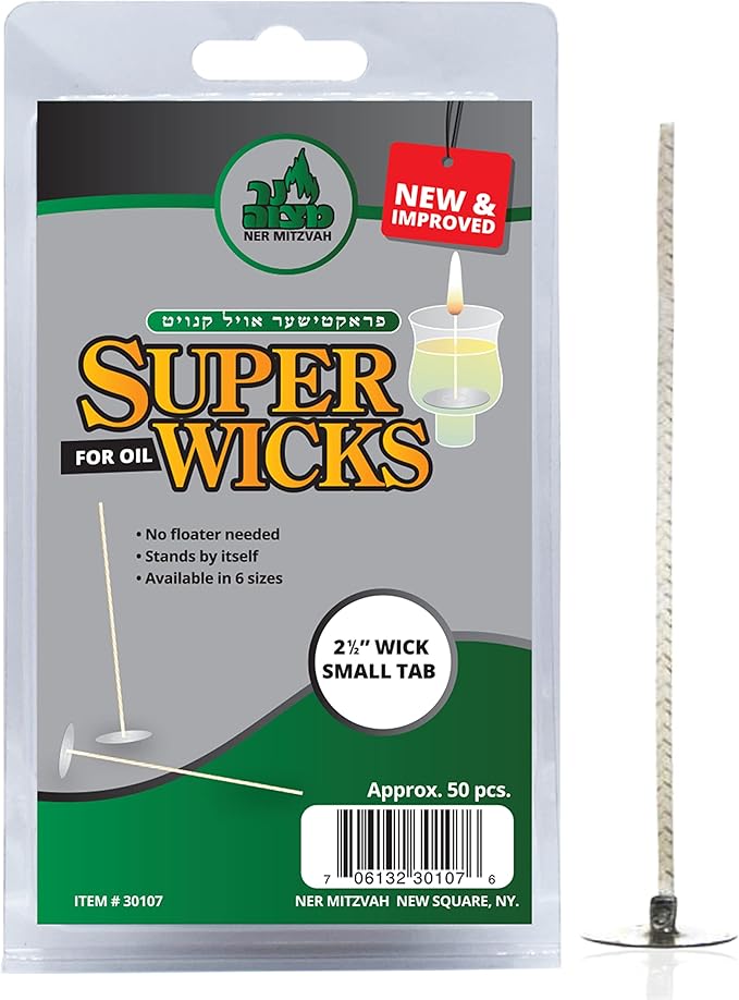 Self Standing Cotton Wicks for Glass Oil Cup 50 Pack