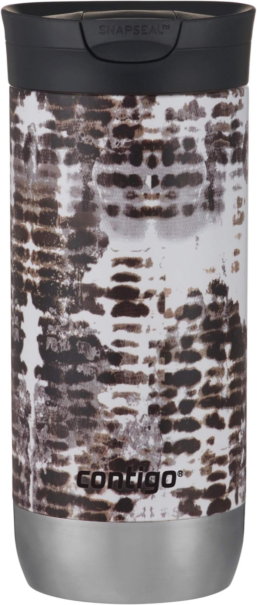 Contigo Huron Vacuum-Insulated Stainless Steel Travel Mug with Leak-Proof Lid, Keeps Drinks Hot or Cold for Hours, Fits Most Cup Holders and Brewers, 16oz Snakeskin