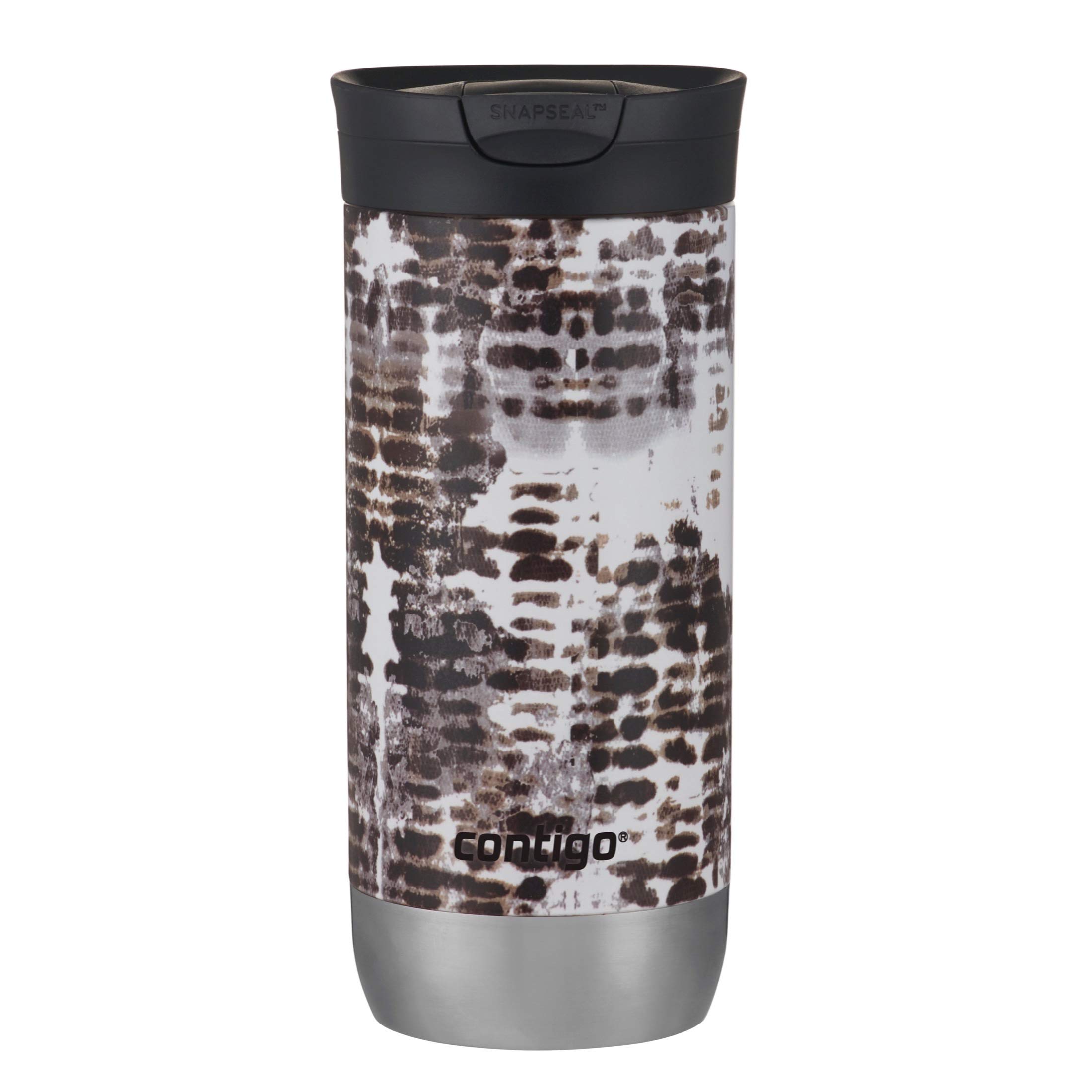 Contigo Huron Vacuum-Insulated Stainless Steel Travel Mug with Leak-Proof Lid, Keeps Drinks Hot or Cold for Hours, Fits Most Cup Holders and Brewers, 16oz Snakeskin